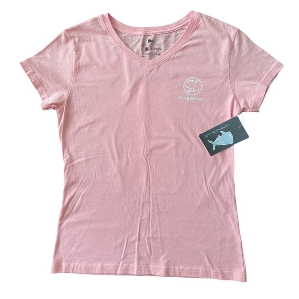 NWT Southern Lure Sz S Pink Green lightweight T-shirt Seahorse on Back | NWT